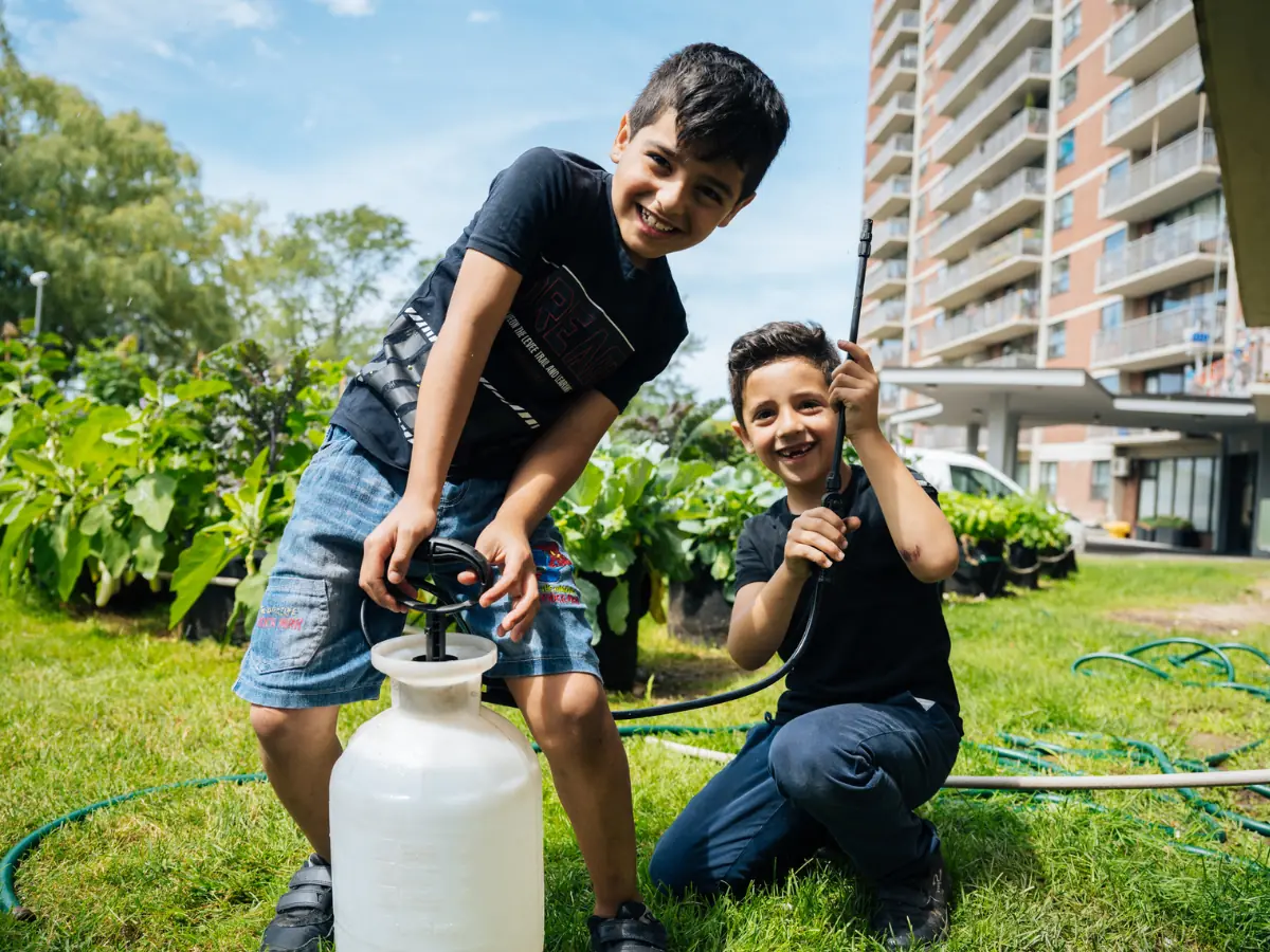 Students participating in urban farm programs